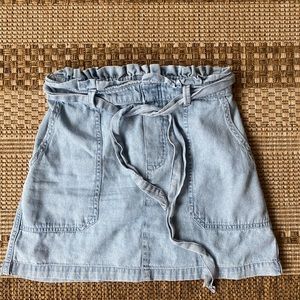 paper bag waist denim skirt